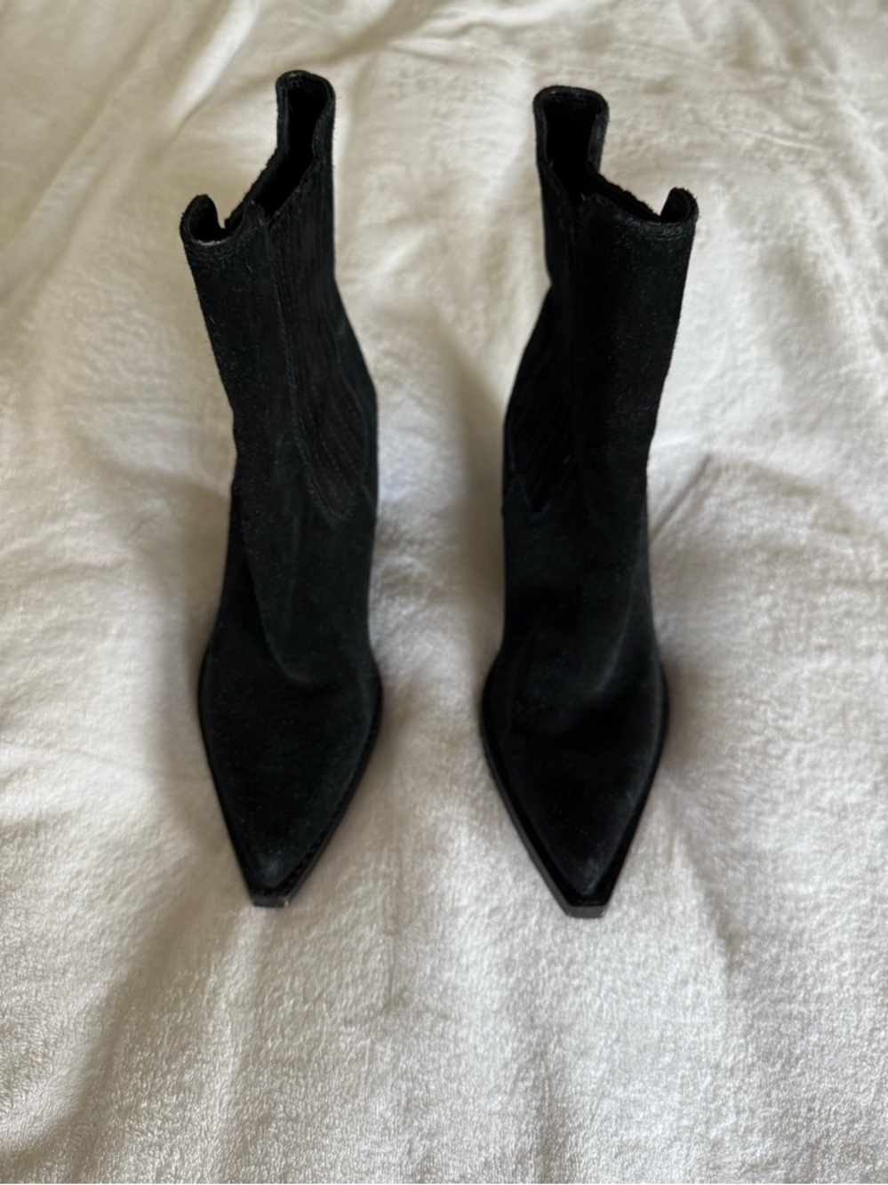 Nine West Black Suede Snip Toe Mid-Calf Women's Boots 9